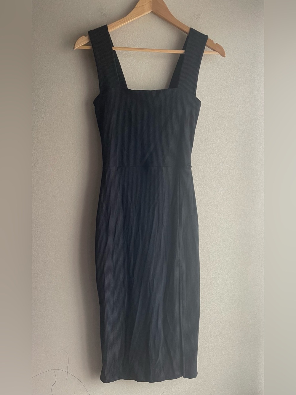 New Socialite Women Black Square-Neck Midi Dress Size Small
